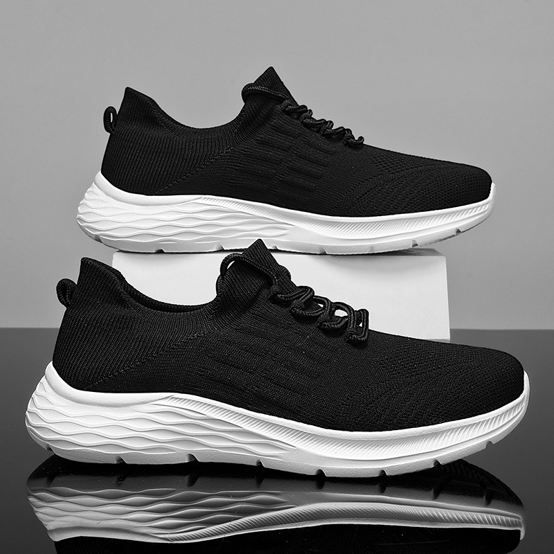 男鞋夏季飞织网面透气薄款跑步运动鞋学生黑色百搭休闲软底老爹鞋,流行男鞋,单鞋,淘宝优惠券,粉丝福利购,淘宝优惠卷