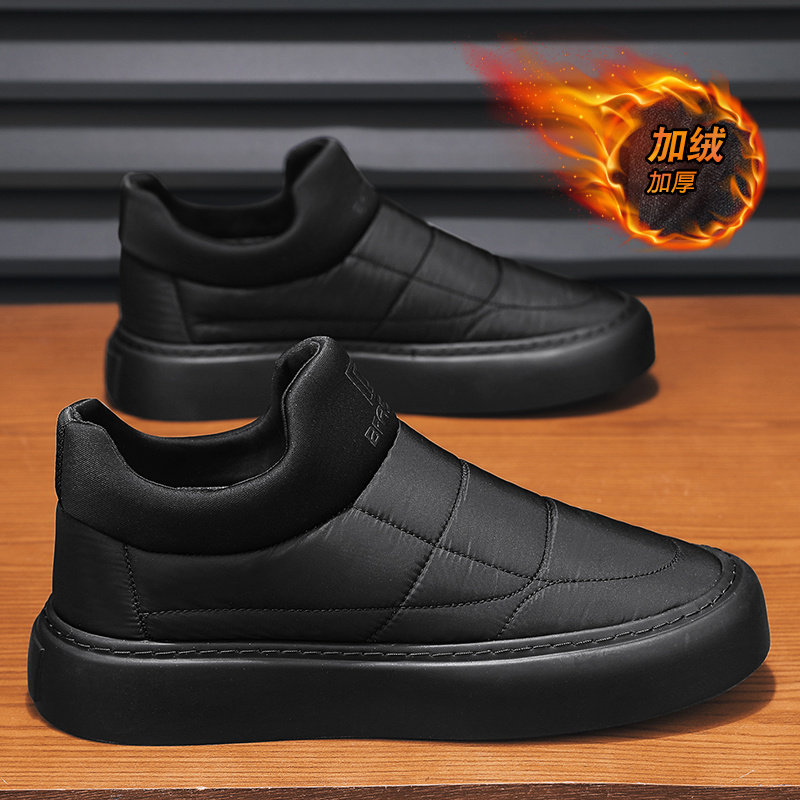 男鞋2026新款冬季加绒加厚保暖棉鞋东北黑色一脚蹬防滑老北京布鞋,流行男鞋,棉鞋,淘宝优惠券,粉丝福利购,淘宝优惠卷