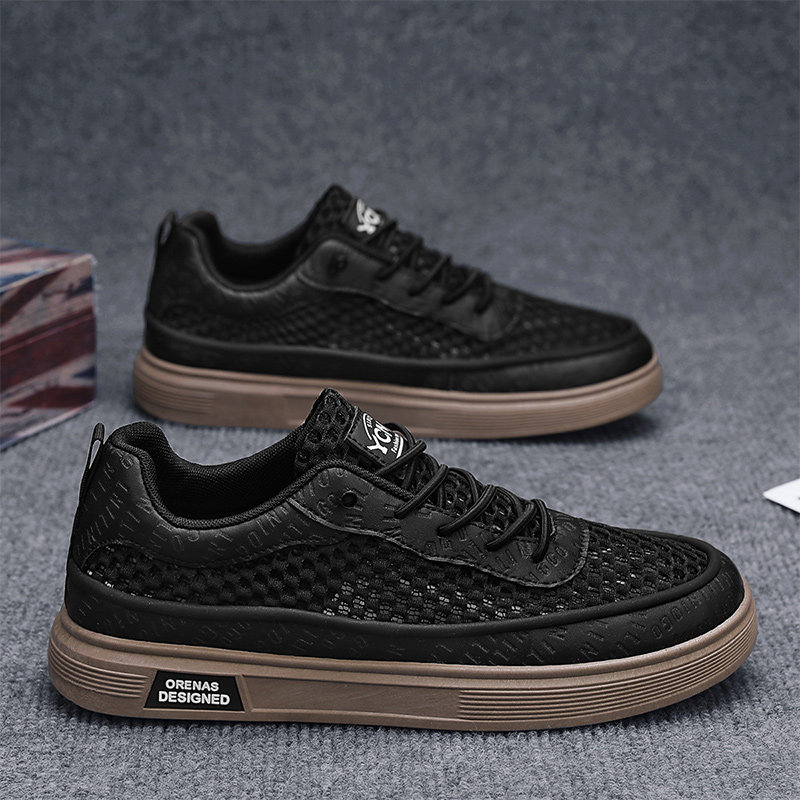 一脚蹬男鞋夏季网面透气薄款镂空工作网鞋青少年休闲运动黑色板鞋,流行男鞋,单鞋,淘宝优惠券,粉丝福利购,淘宝优惠卷