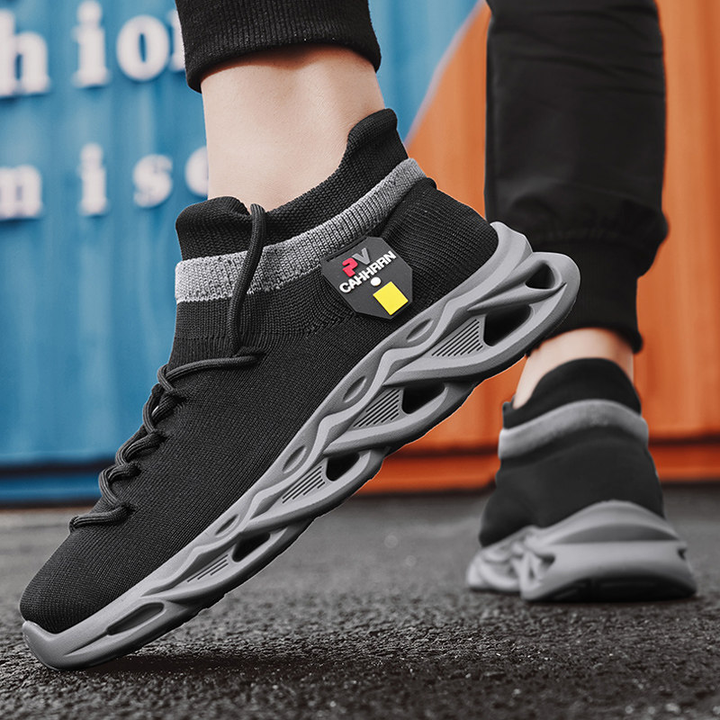 男鞋夏季透气网面飞织休闲袜子运动鞋软底减震跑步潮流百搭老爹鞋,流行男鞋,时尚休闲鞋,淘宝优惠券,粉丝福利购,淘宝优惠卷