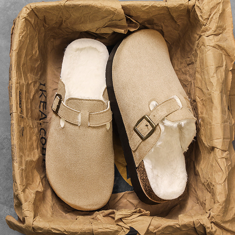 毛绒勃肯男鞋2026新款外穿防滑软木棉拖鞋冬季加绒保暖休闲二棉鞋,流行男鞋,软木鞋/勃肯鞋,淘宝优惠券,粉丝福利购,淘宝优惠卷