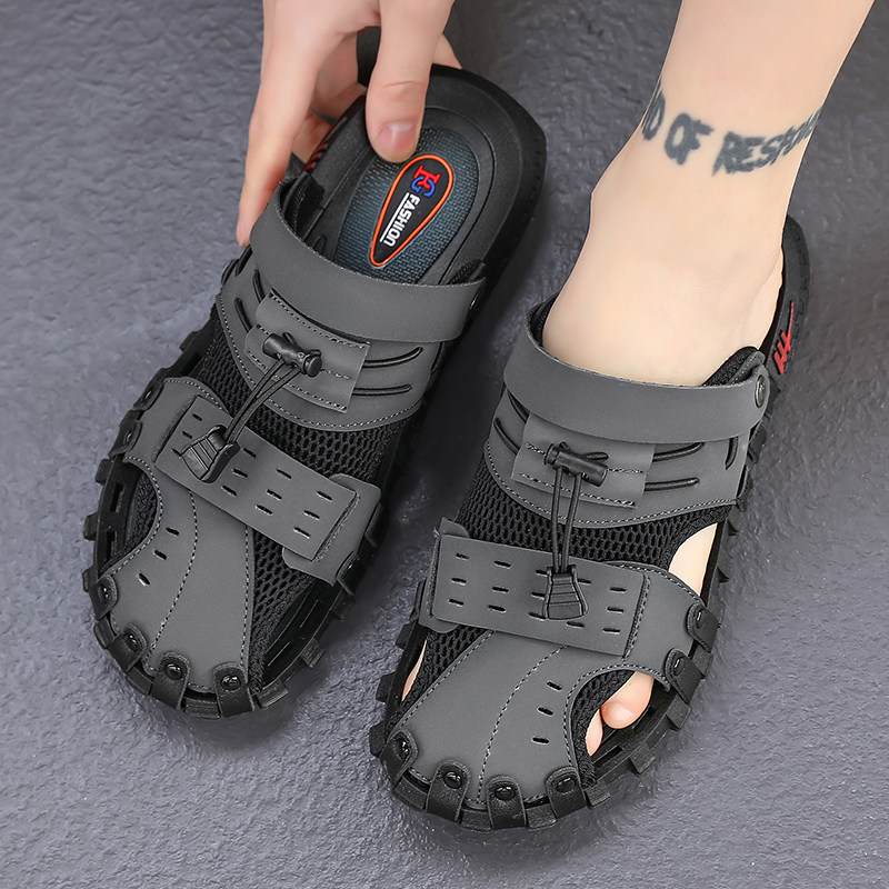 凉鞋男2025新款夏季外穿包头拖鞋男士软底开车两用沙滩运动洞洞鞋,流行男鞋,沙滩鞋,淘宝优惠券,粉丝福利购,淘宝优惠卷