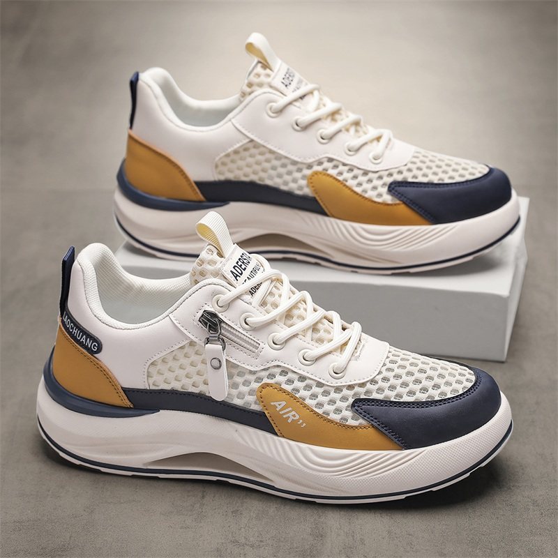 男鞋2025新款夏季网面透气薄款镂空运动网鞋青少年跑步厚底老爹鞋,流行男鞋,网面鞋,淘宝优惠券,粉丝福利购,淘宝优惠卷