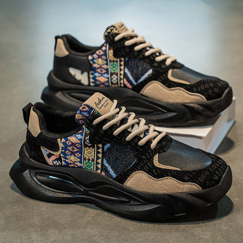 男鞋夏季潮流百搭透气休闲运动鞋跑步气垫减震黑色防滑帆布老爹鞋,流行男鞋,单鞋,淘宝优惠券,粉丝福利购,淘宝优惠卷