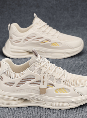 男鞋春季2026新款网面轻便软底跑步运动鞋子夏季增高休闲老爹潮鞋