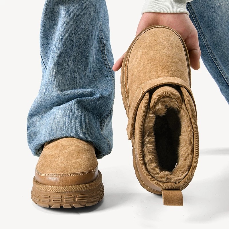 雪地靴男2026新款冬季加绒加厚保暖二棉鞋东北皮毛一体防滑面包鞋