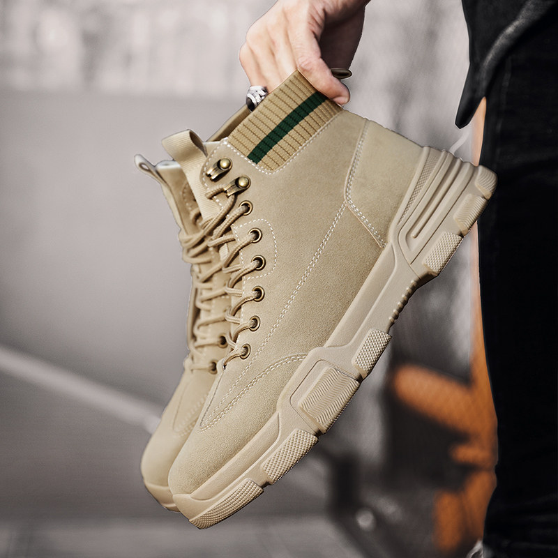 MARTIN BOOTS MENS 2024 NEW WINTER HIGH-TOP PLATFORM PLATFORM ANTI-SLIP DESERT CARGO BOOTS MID-TOP BRITISH FASHION SHOES AUTUMN AND WINTER