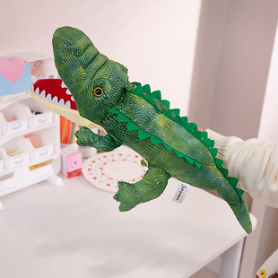 仿真两栖动物鳄鱼蜥蜴手偶毛绒玩具嘴巴可动亲子互动玩偶表演道具