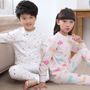 儿童内衣纯棉上衣男童女童春秋冬打底全棉睡衣女孩中童中领棉毛衫