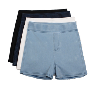 高弹高腰仿牛仔打底短裤女外穿夏薄超短防走光三分安全瑜伽紧身裤