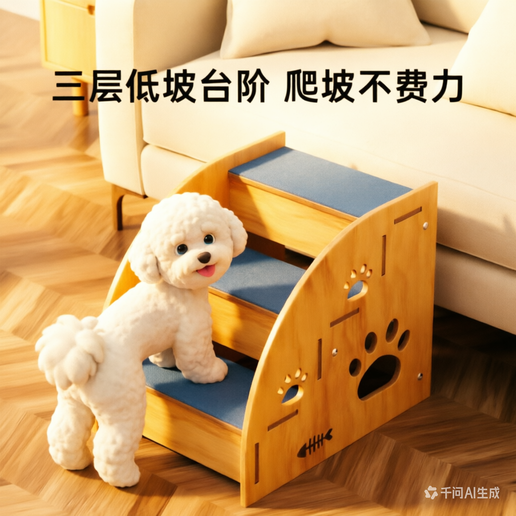 实木狗狗楼梯小型犬室内辅助爬梯简约方形宠物台阶四季通用