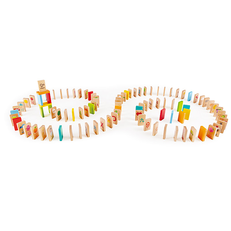 hape学习多米诺骨牌3岁 创意男女孩积木婴幼儿童益智玩具木制木质