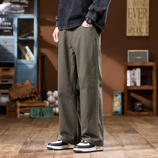 迪莱杰琦宽松潮牌春秋新款休闲长裤纯棉美式直筒裤2024冬季男裤