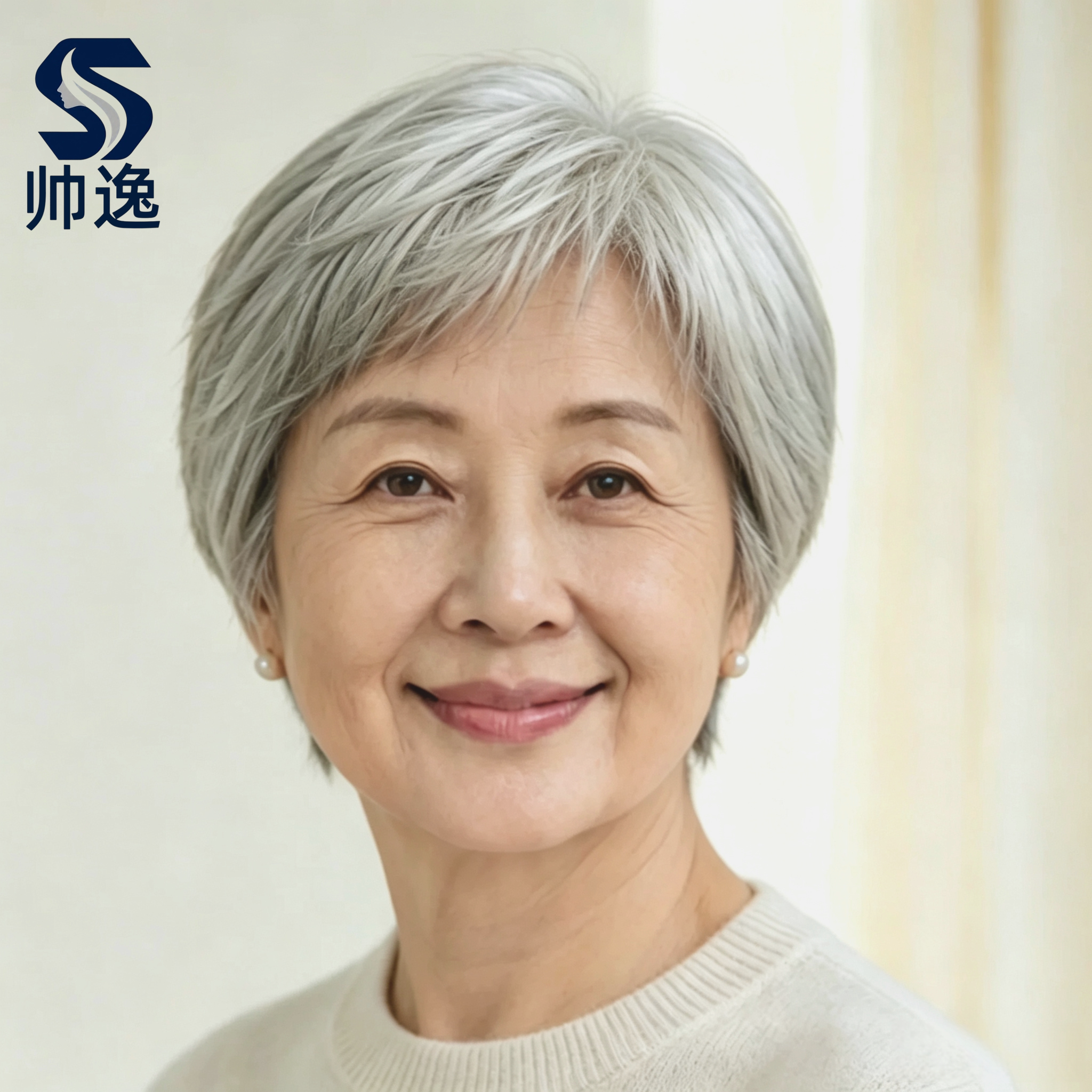 中老年妈妈假发全头套全真发老人白色假发老太太奶奶80岁蓬松短发