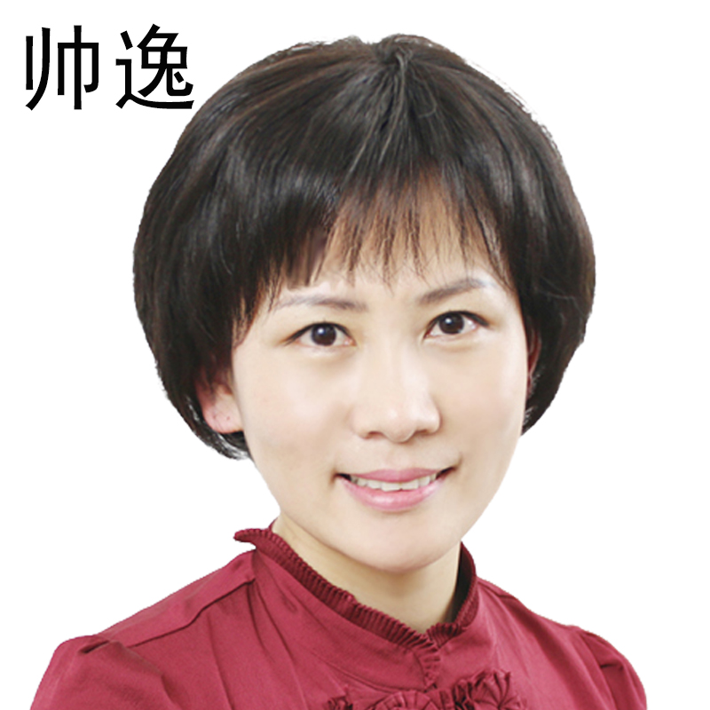 送妈妈全手织整顶假发套真人发老人直发短发斜刘海中老年假发女士 美发护发/假发 日常整顶假发 原图主图