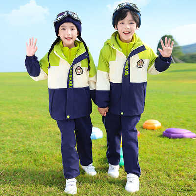 春秋款小学生秋冬冲锋衣校服套装