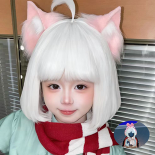 儿童假发cos纯白波波头光遇学生头短直发可爱萝莉表演齐刘海全头