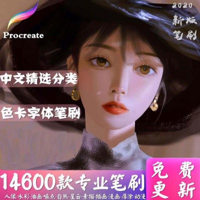 ipad绘画for procreate笔刷素材库人像色卡厚涂画笔插画绘画勾线