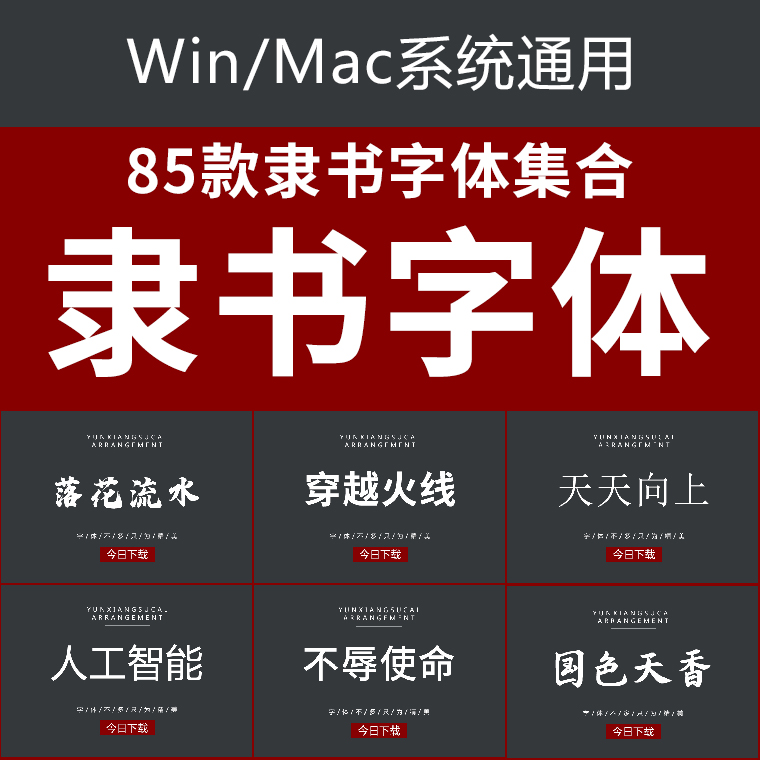 隶书字体库下载ps中文古风古韵cdr招牌pr广告艺术设计ai素材包mac