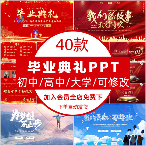 大学生毕业典礼电子相册ppt模板初中高中校园毕业庆典结业纪念册