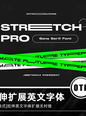 可扩展拉伸英文字体无衬线安装包海报标题作品Logo品牌PS设计素材