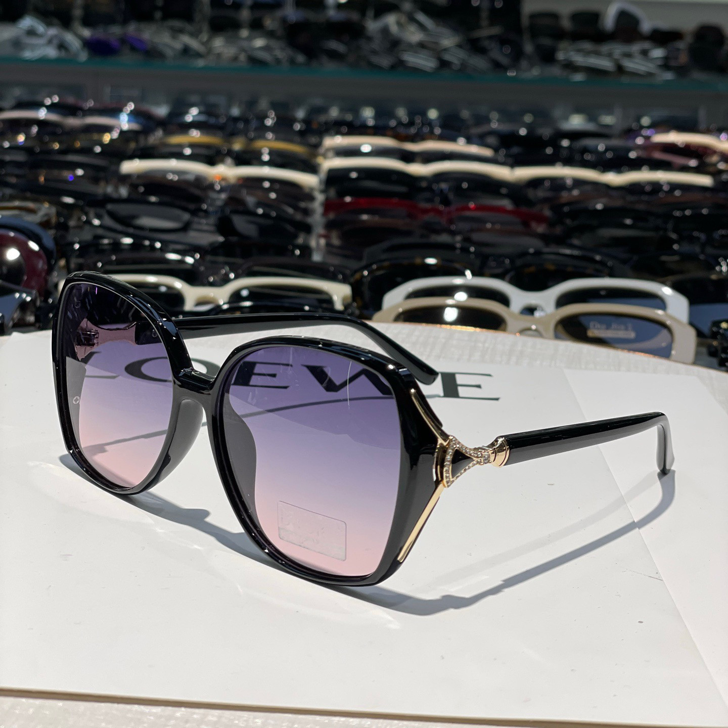 2025新款圆脸偏光镶钻太阳镜女夏防紫外线街拍遮阳防晒近视墨镜潮