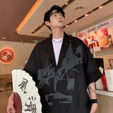 同款抖音卖299.夏装短袖男潮西服外套加肥加大码男装时尚印花单西，男装西服套装，星座909