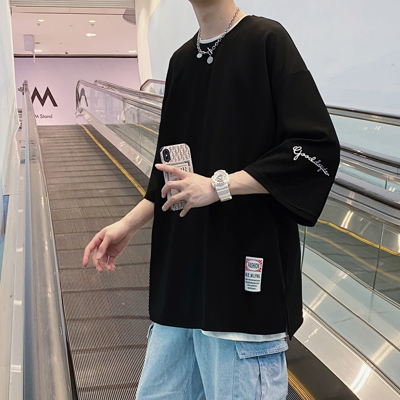 2024春装6XL大码男装胖子刺绣七分袖T恤加肥加大码超大码宽松衣服，男装大码男装，星座909