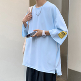 夏装2023日系大码港风七分袖T恤男加肥加大码260斤胖子短袖6XL，男装T恤，星座909