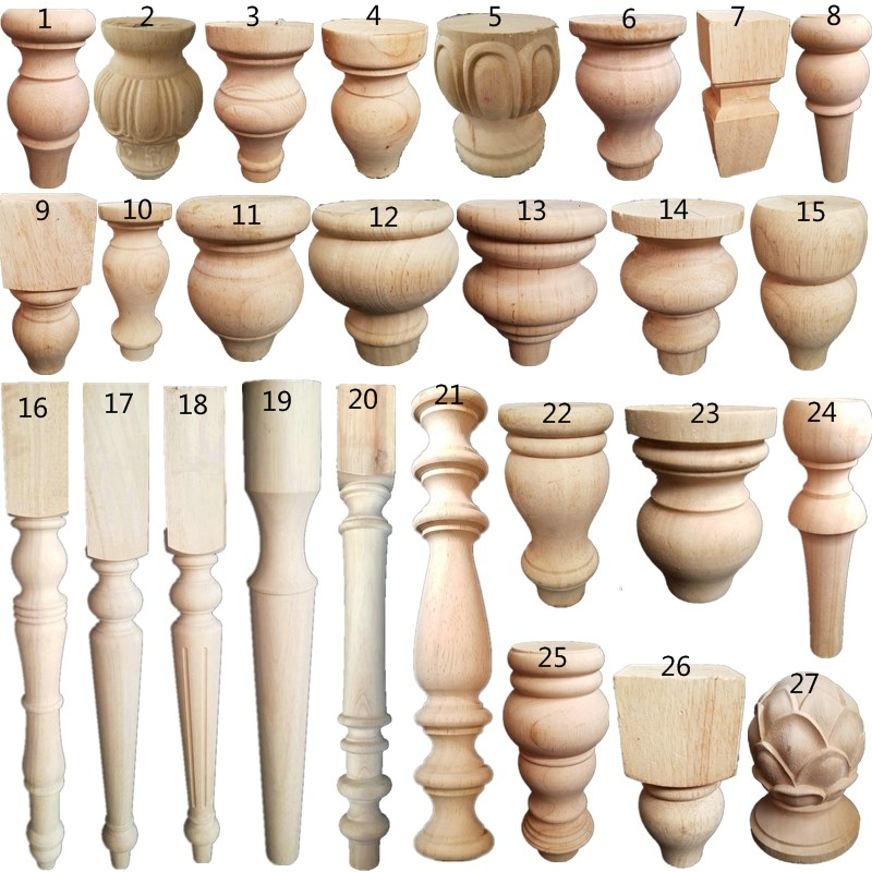东阳木雕欧式家具车木圆脚实木沙发书桌高脚电视柜脚美式乡村包邮
