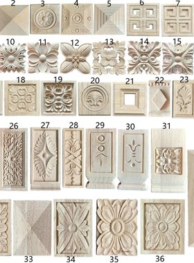 东阳木雕欧式实木小方块贴花背景墙垭口装饰工艺品木质金字塔