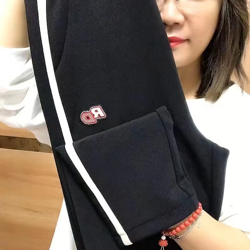 高腰休闲春秋长裤条绒裤宽松哈伦裤子大码女装中老年妈妈宽松百搭
