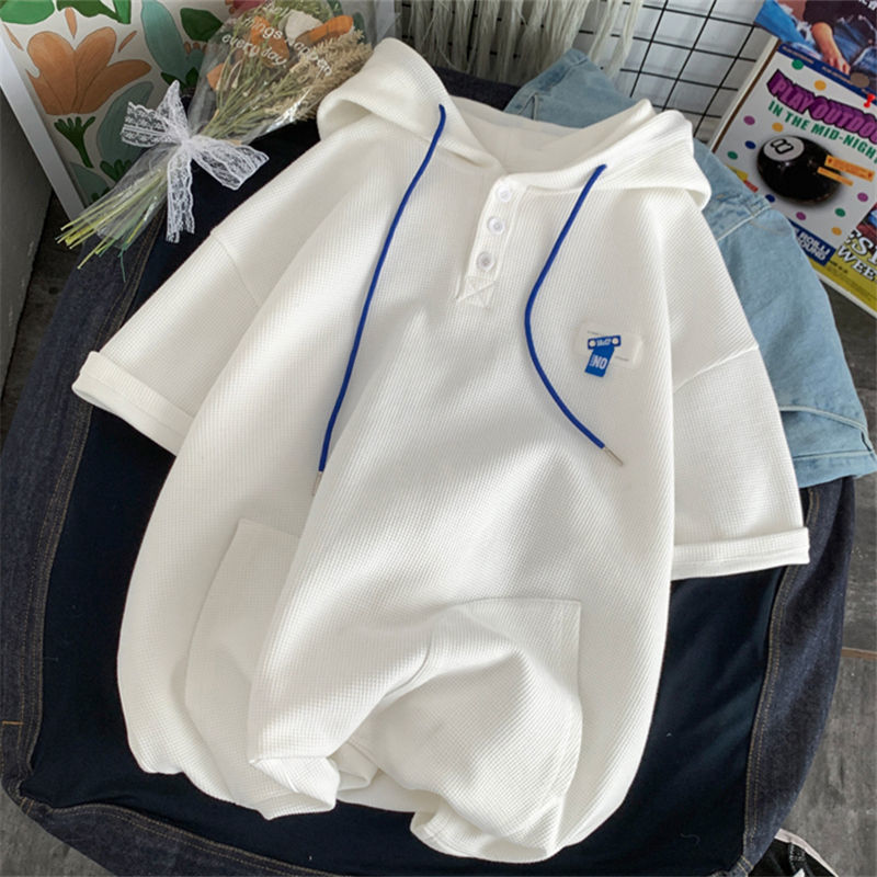 胖mm300斤华夫格五分袖卫衣女