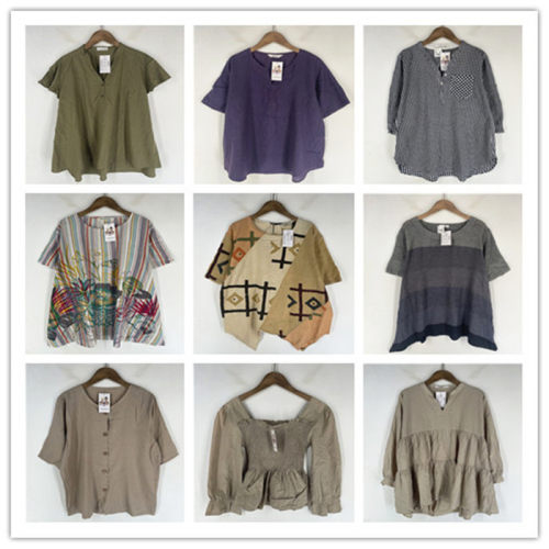 复古着vintage日韩精品学院风森女系纯色印花棉麻布衬衫上衣Z1603