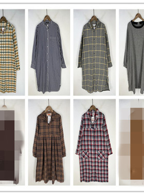 复古着vintage外贸精选校园风甜美森女系条纹格子棉布连衣裙L2801