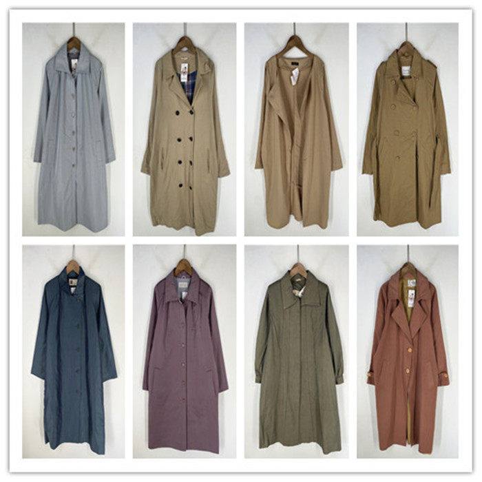 复古着vintage外贸尖货学院风森系纯色休闲百搭长款风衣外套F2101