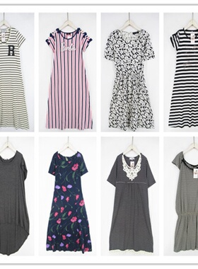 复古着vintage外贸精品民族风森女系条纹卡通印花夏季连衣裙R4503