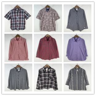 复古着vintage日韩精选校园风森女系格子条纹印花棉麻布衬衫 V0464