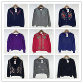 复古着vintage日韩精选民族风森女系钉珠绣花安哥拉兔绒毛衣X5002