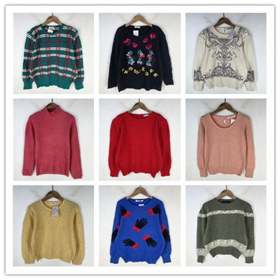 复古着vintage日韩精品学院风甜美系卡通绣花安哥拉兔绒毛衣X4262