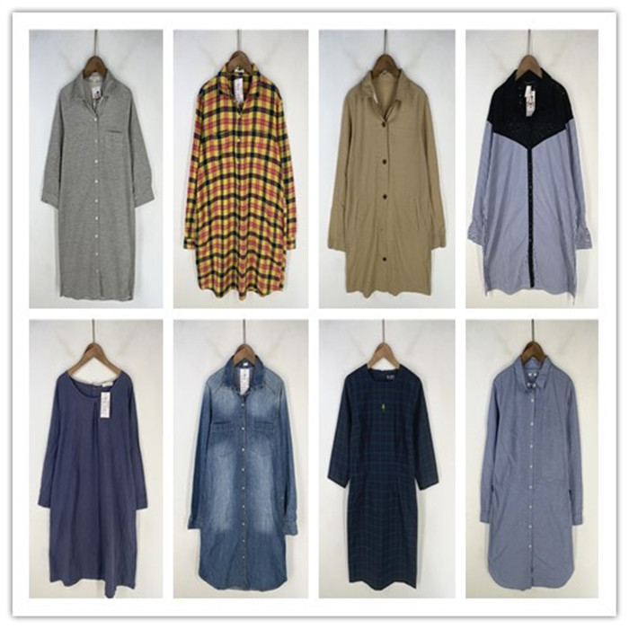 复古着vintage日韩原单英伦风森女系纯色格子牛仔棉布连衣裙L1504