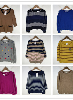 复古着vintage日韩尖货校园风甜美系纯色波点条纹套头纯毛衣M2202