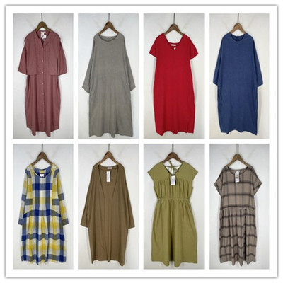 复古着vintage外贸精选校园风甜美系纯色格子条纹棉布连衣裙P9063