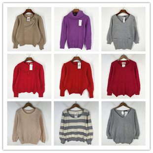 复古着vintage日韩精品田园风甜美系纯色绣花安哥拉兔绒毛衣X1202