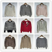 复古着vintage外贸尖货学院风甜美系条纹绣花安哥拉兔绒毛衣X3305