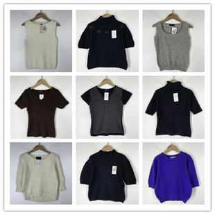 复古着vintage日韩原单校园风甜美系纯色钉珠安哥拉兔绒毛衣X0701