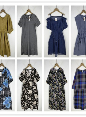 复古着vintage日韩原单民族风森女系格子条纹印花棉布连衣裙P9261