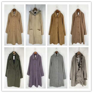 复古着vintage日韩原单英伦风森女系纯色文艺范毛呢大衣外套C1261