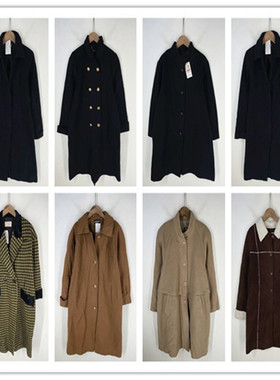 复古着vintage日韩原单英伦风森女系纯色休闲款毛呢大衣外套C2401