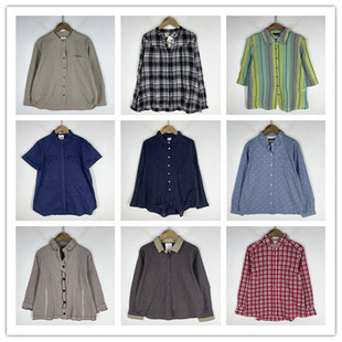 复古着vintage日韩精选英伦风甜美系格子条纹纯色棉麻布衬衫 V0263